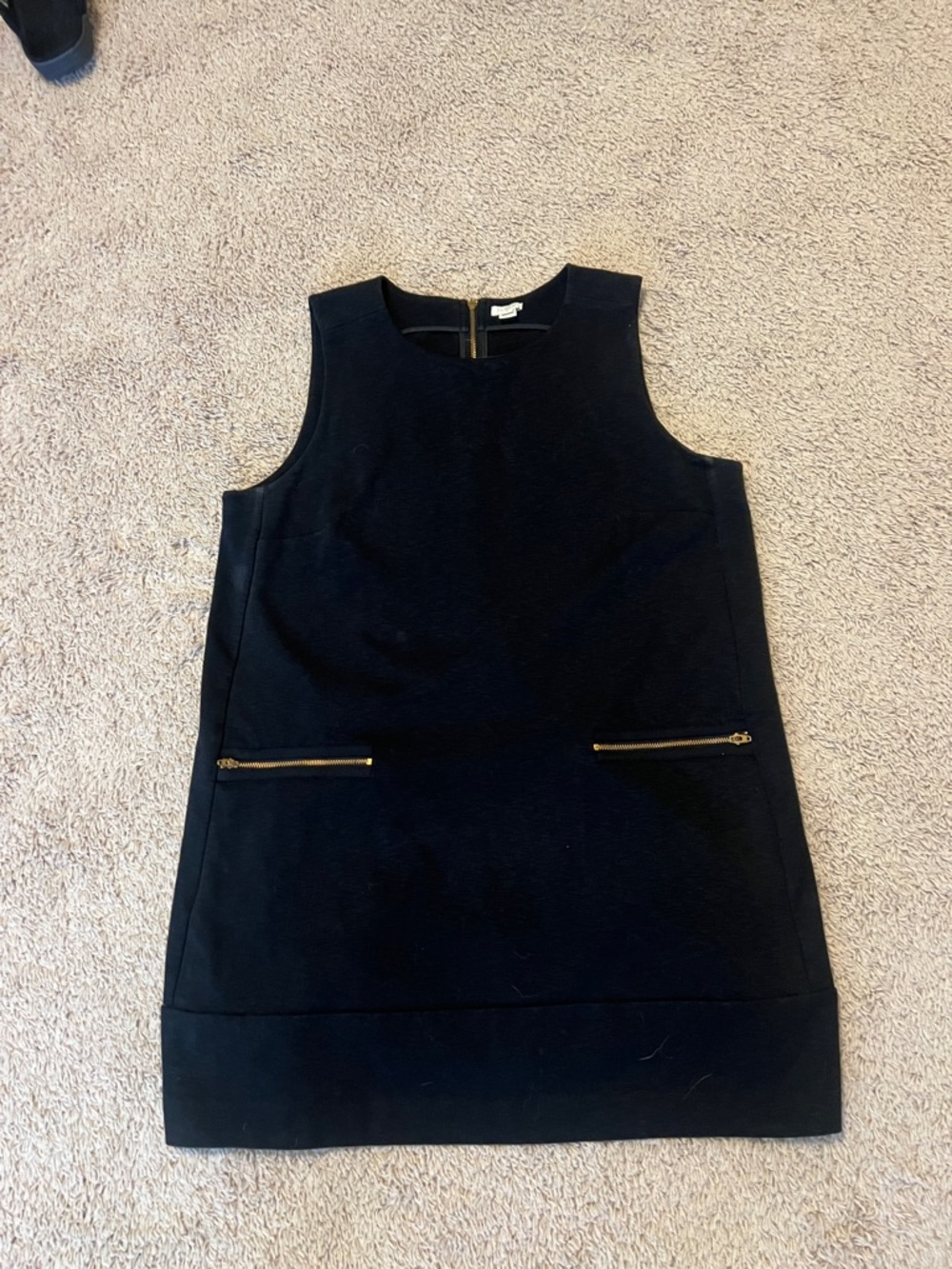 J. Crew Black Sleeveless Mini Dress with Gold Zipper Accents
